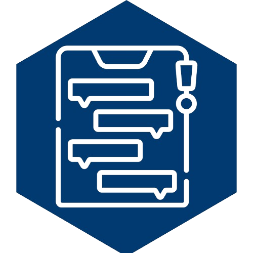 Icon showing chat bubbles and warning